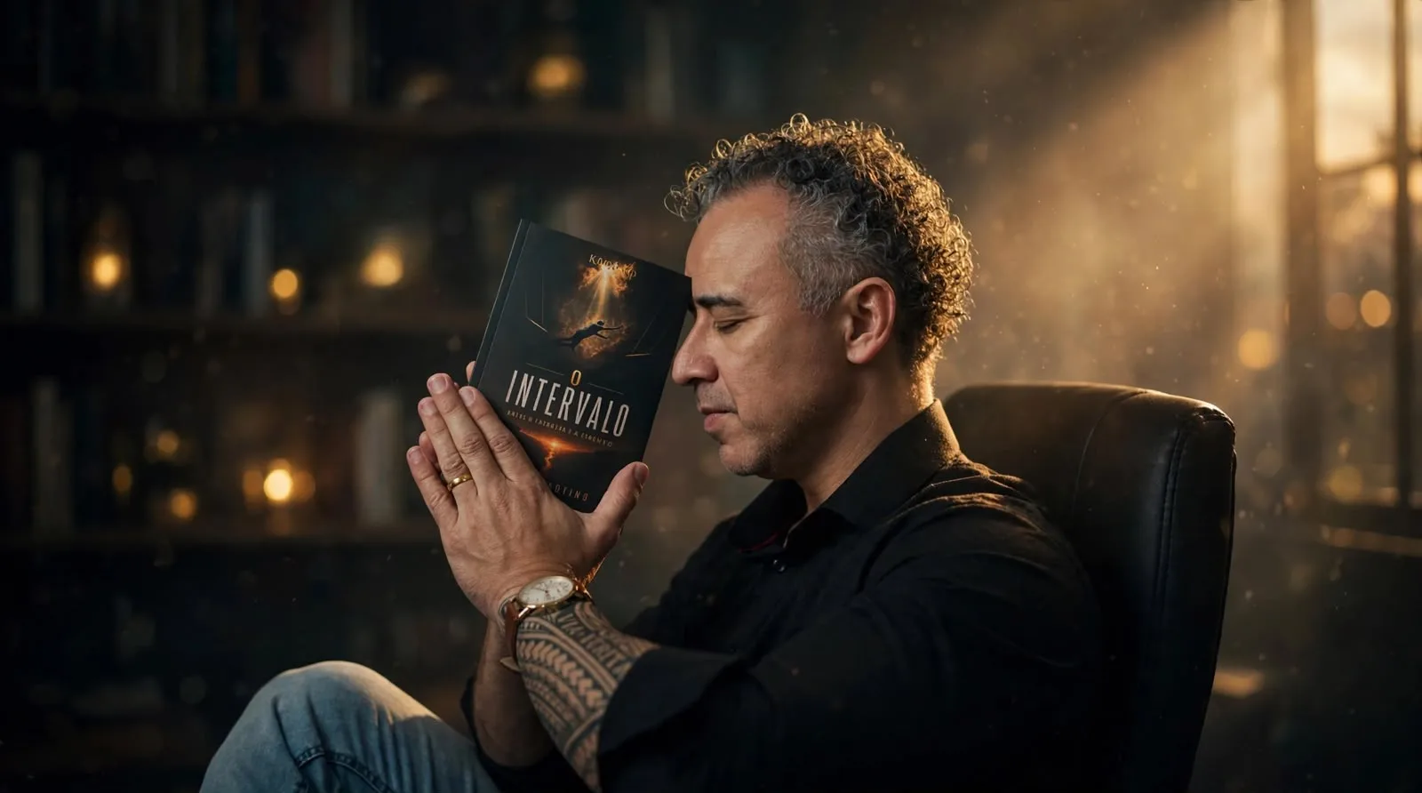 Jotta Martins com o livro O Intervalo